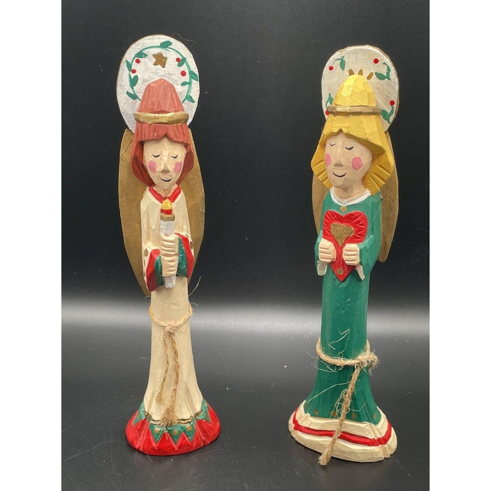 Midwest Importers of Cannon Falls wooden 8" Angel figurines Christmas holiday